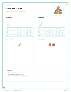 Number tracing and counting worksheet