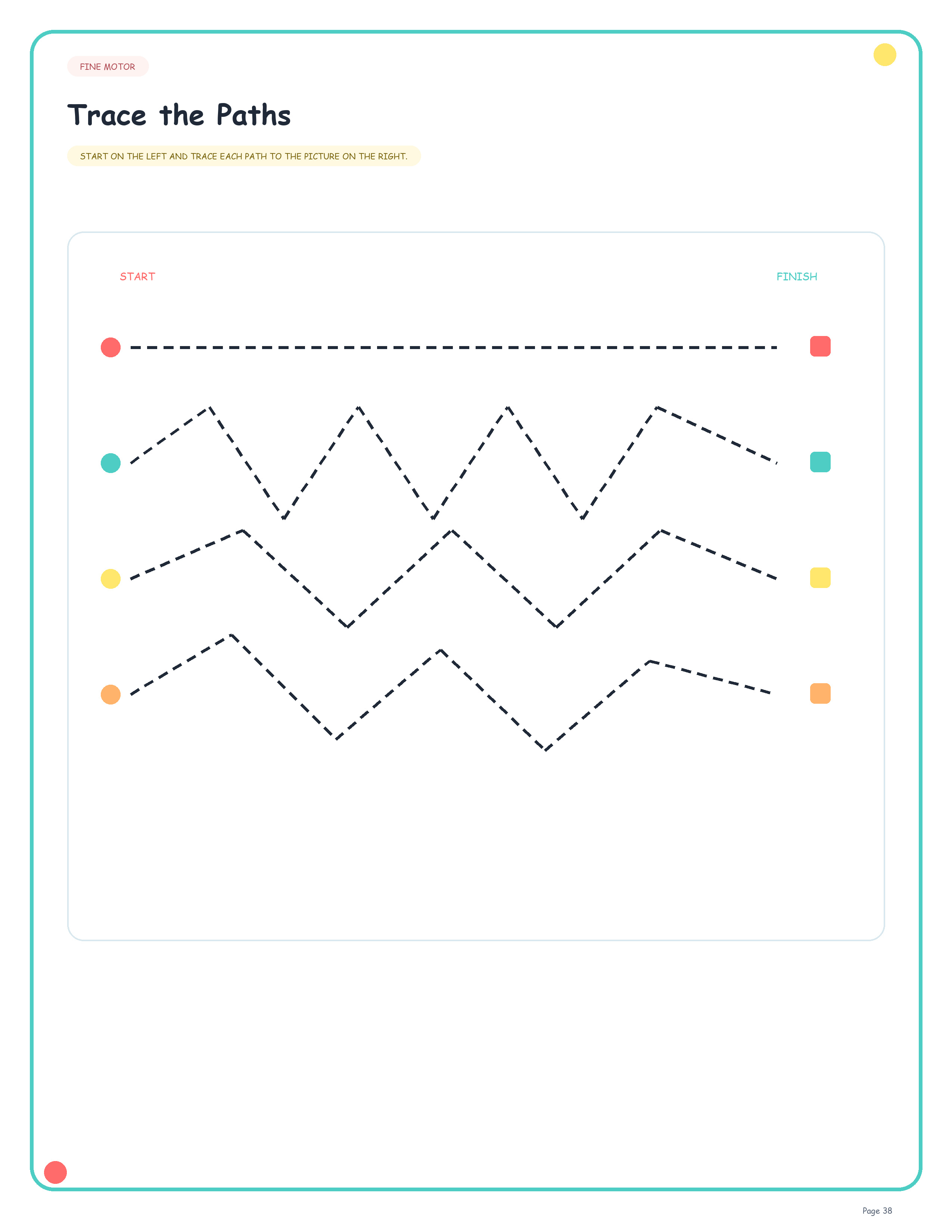 Tracing paths fine motor worksheet