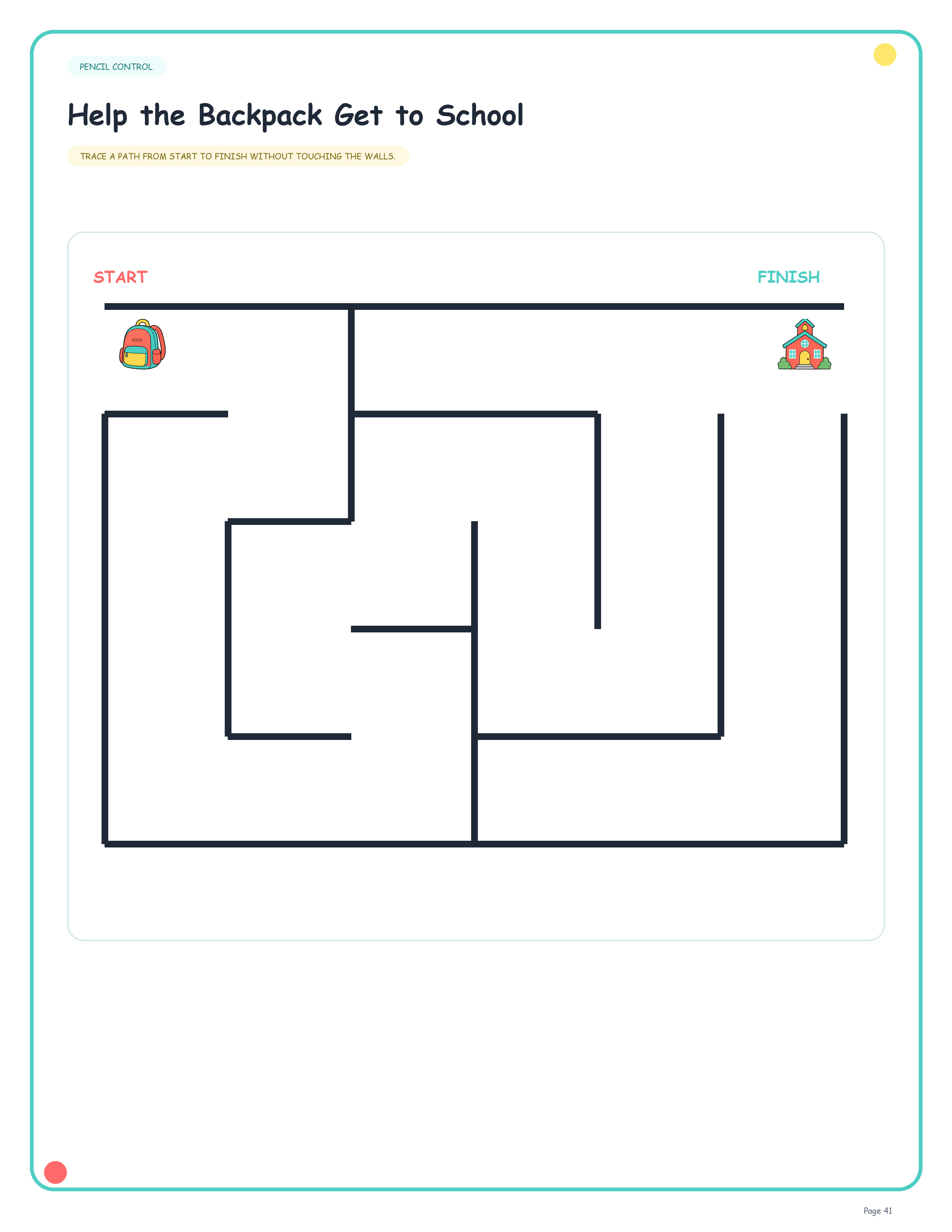 Pencil control maze worksheet
